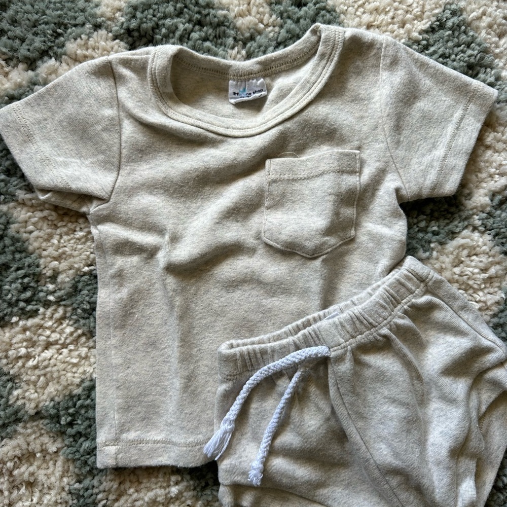 Tan, little one shop matching set baby, shorts set